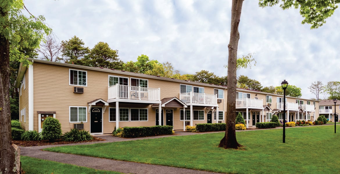 Elegant Exterior Building View at Lakeside Village, East Patchogue
